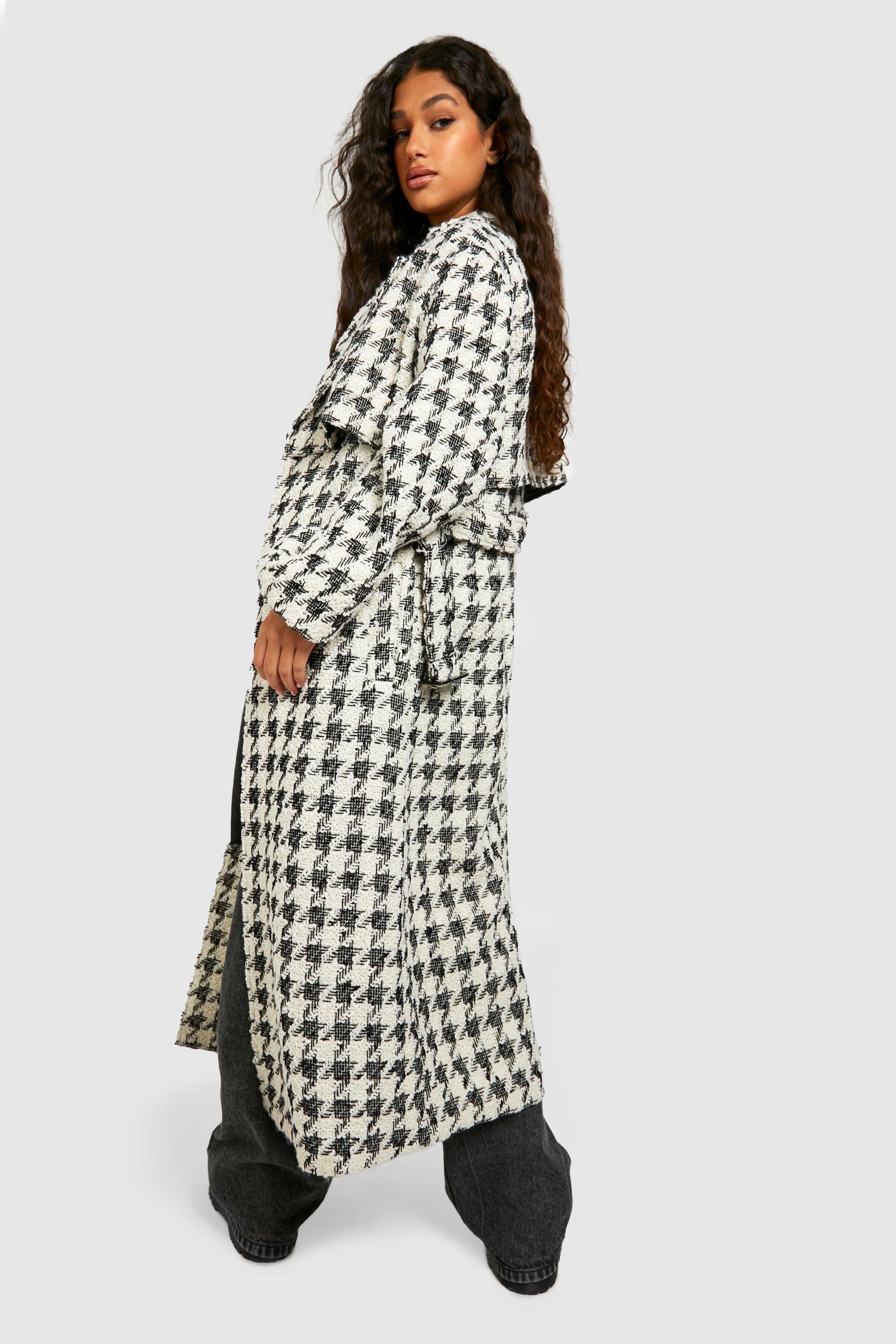 Boohoo belted clearance wool look trench