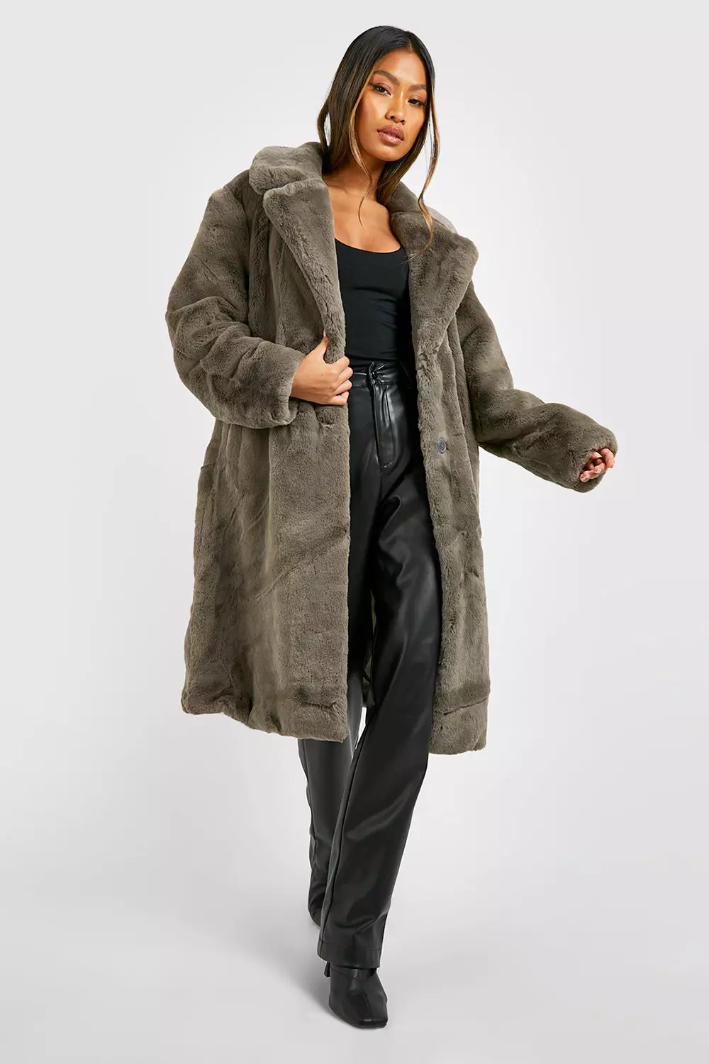 Charcoal faux 2025 fur coat