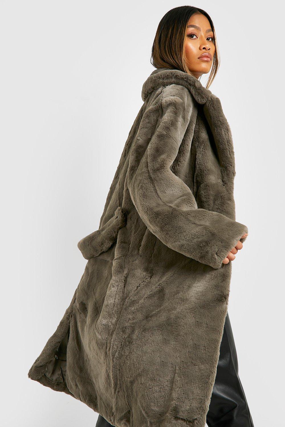 Boohoo grey clearance fur coat