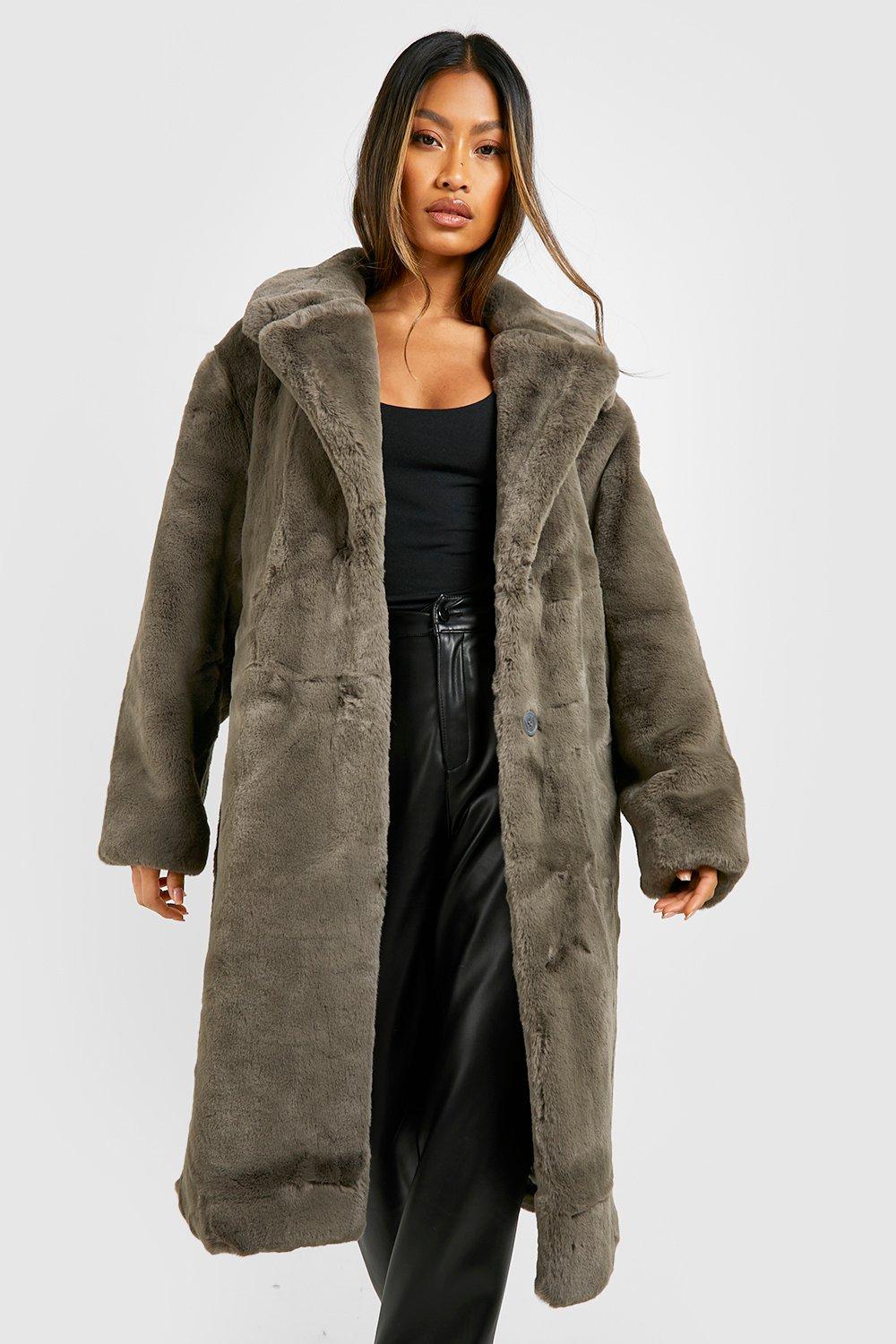 boohoo Women's Luxe Faux Fur Longline Coat