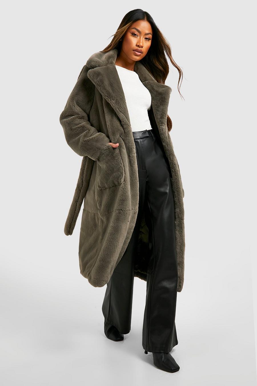Women's Belted Faux Fur Coat