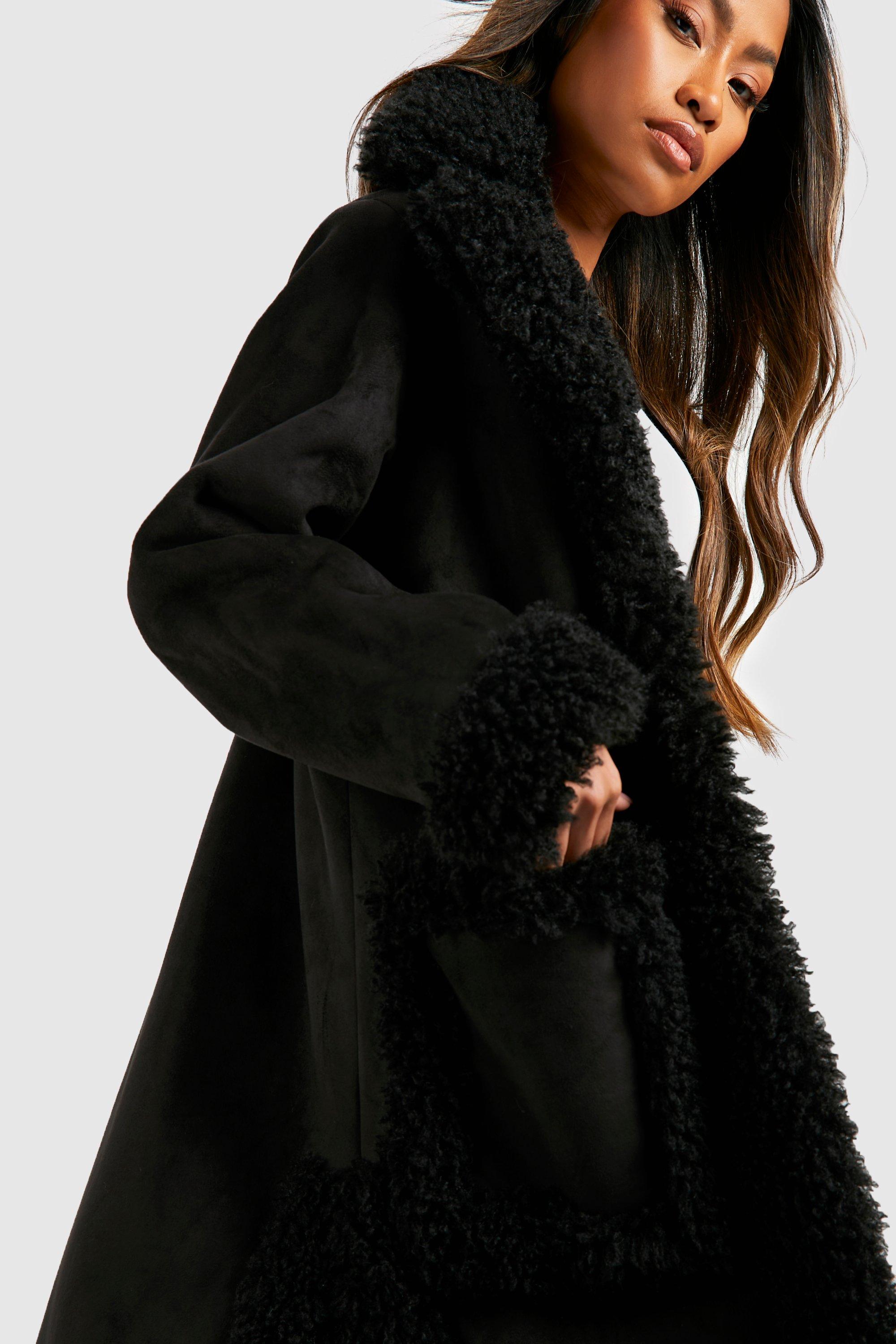 Black suede hotsell and fur coat