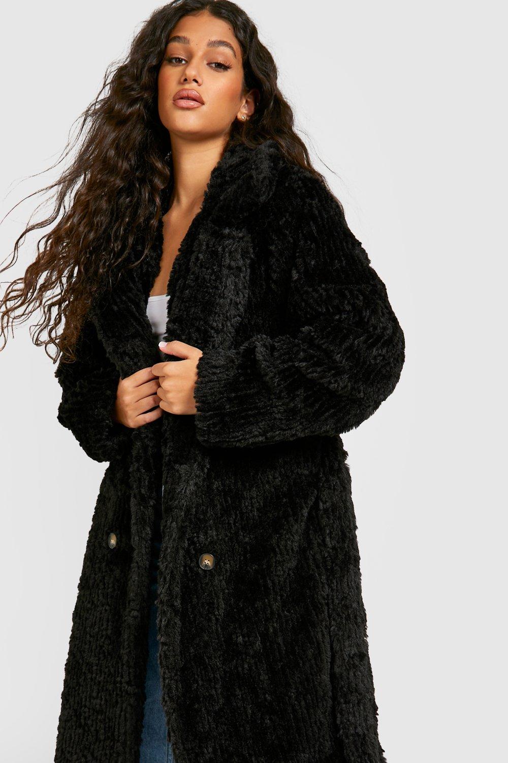 Asos design textured hot sale faux fur coat