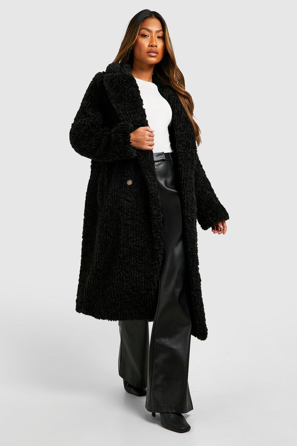 Faux fur shop double breasted coat