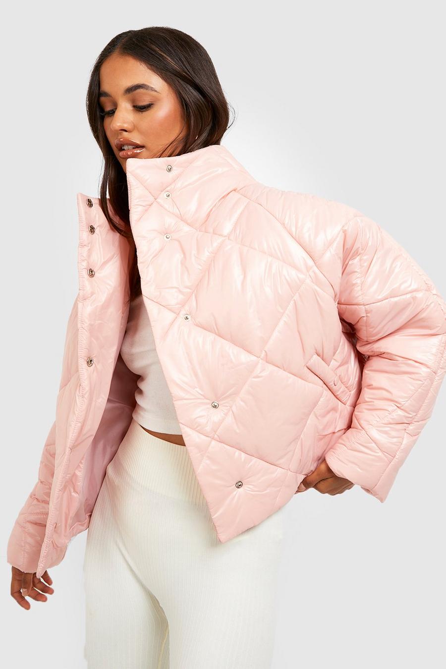 Dusky pink Batwing Puffer Jacket 