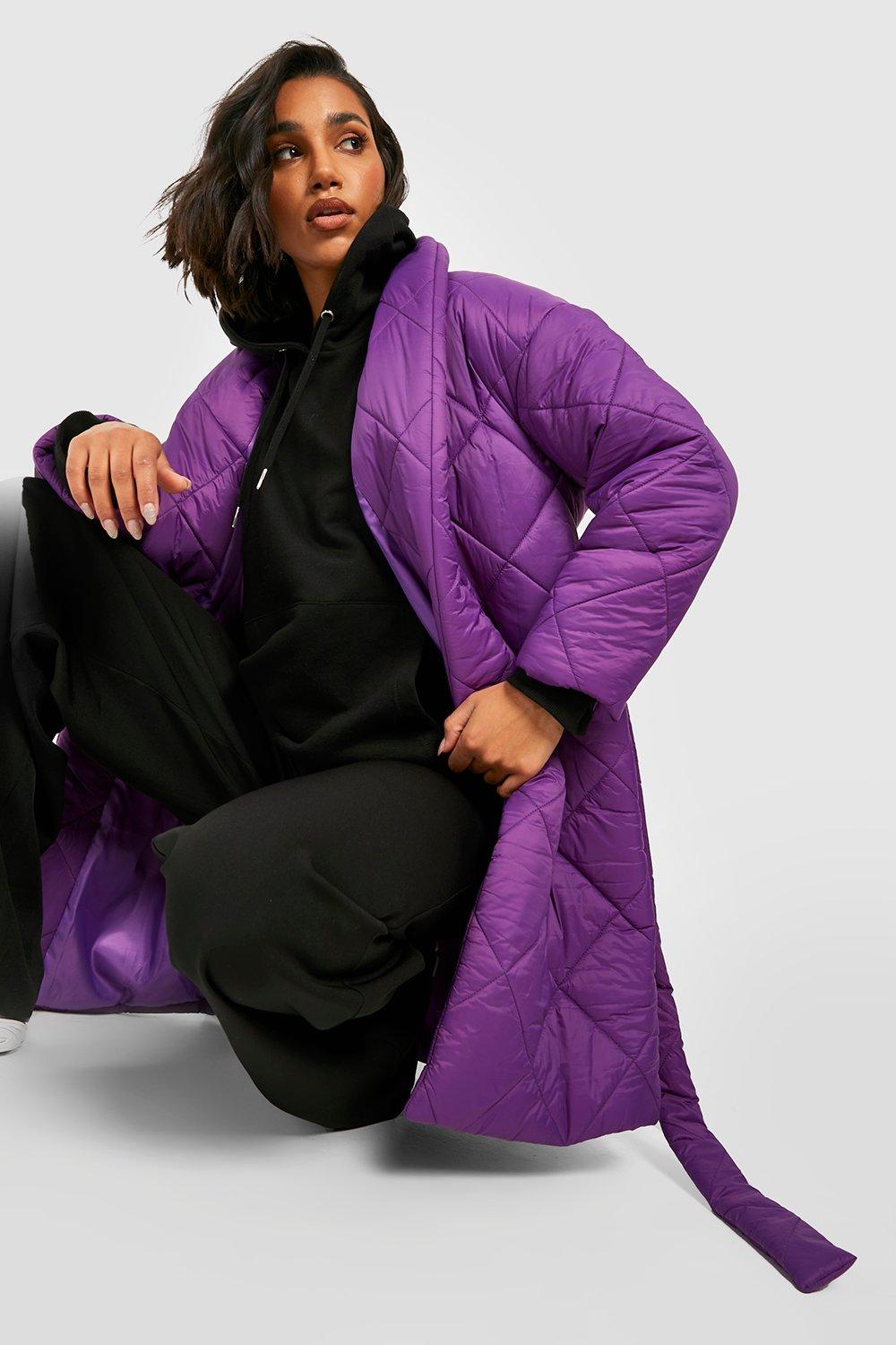 Diamond Quilted Belted Duvet Puffer Jacket