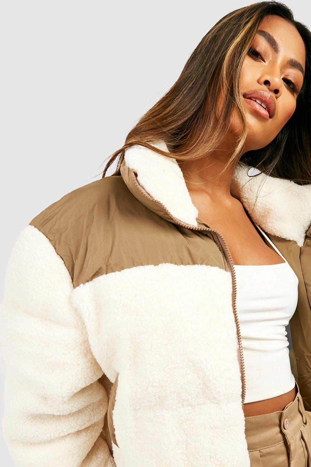 Teddy Faux Fur Paneled Puffer Jacket