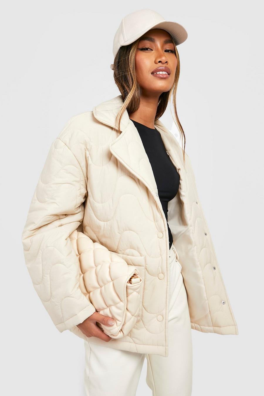 Taupe Quilted Oversized Shacket image number 1