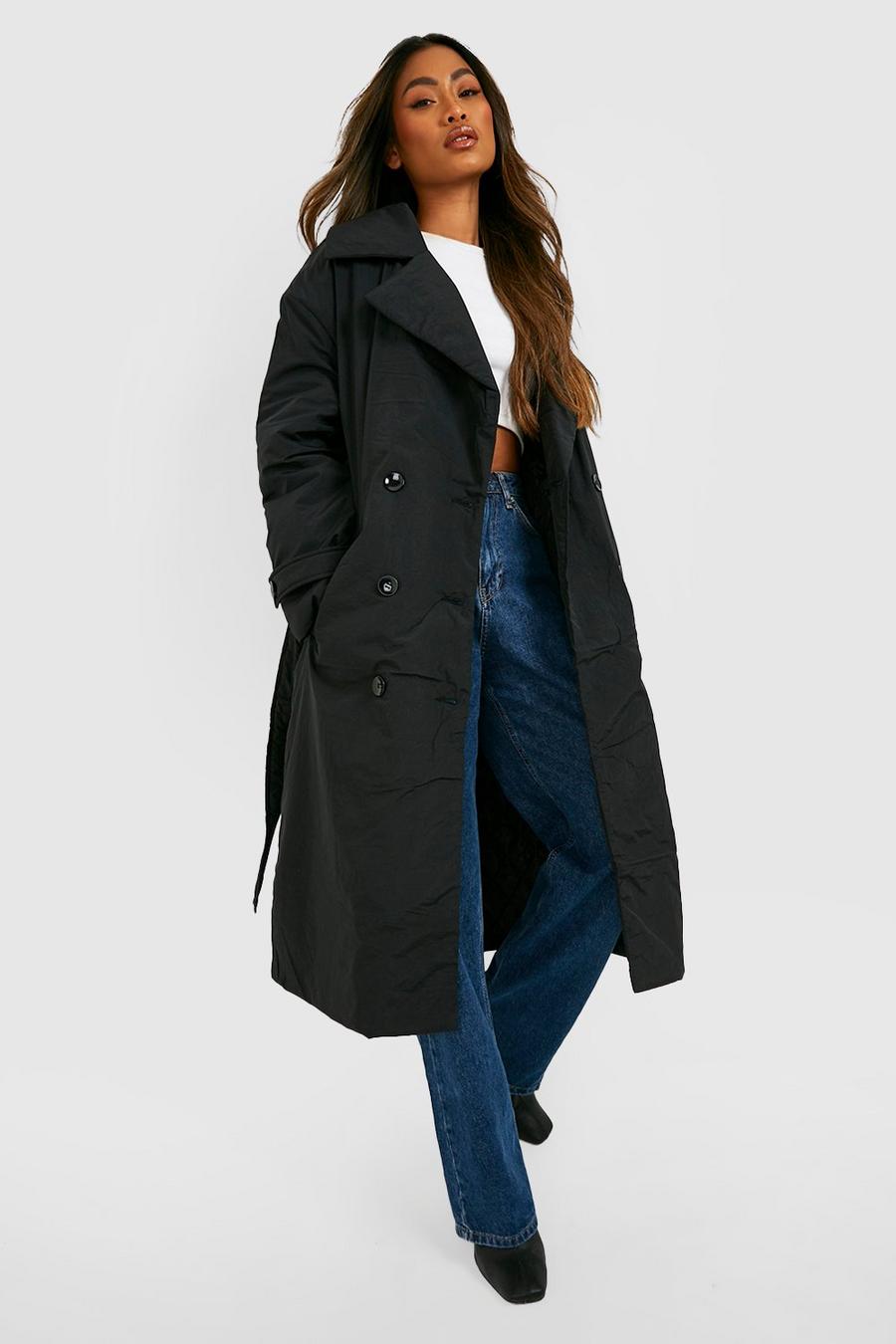 Black Padded Trench Coat image number 1