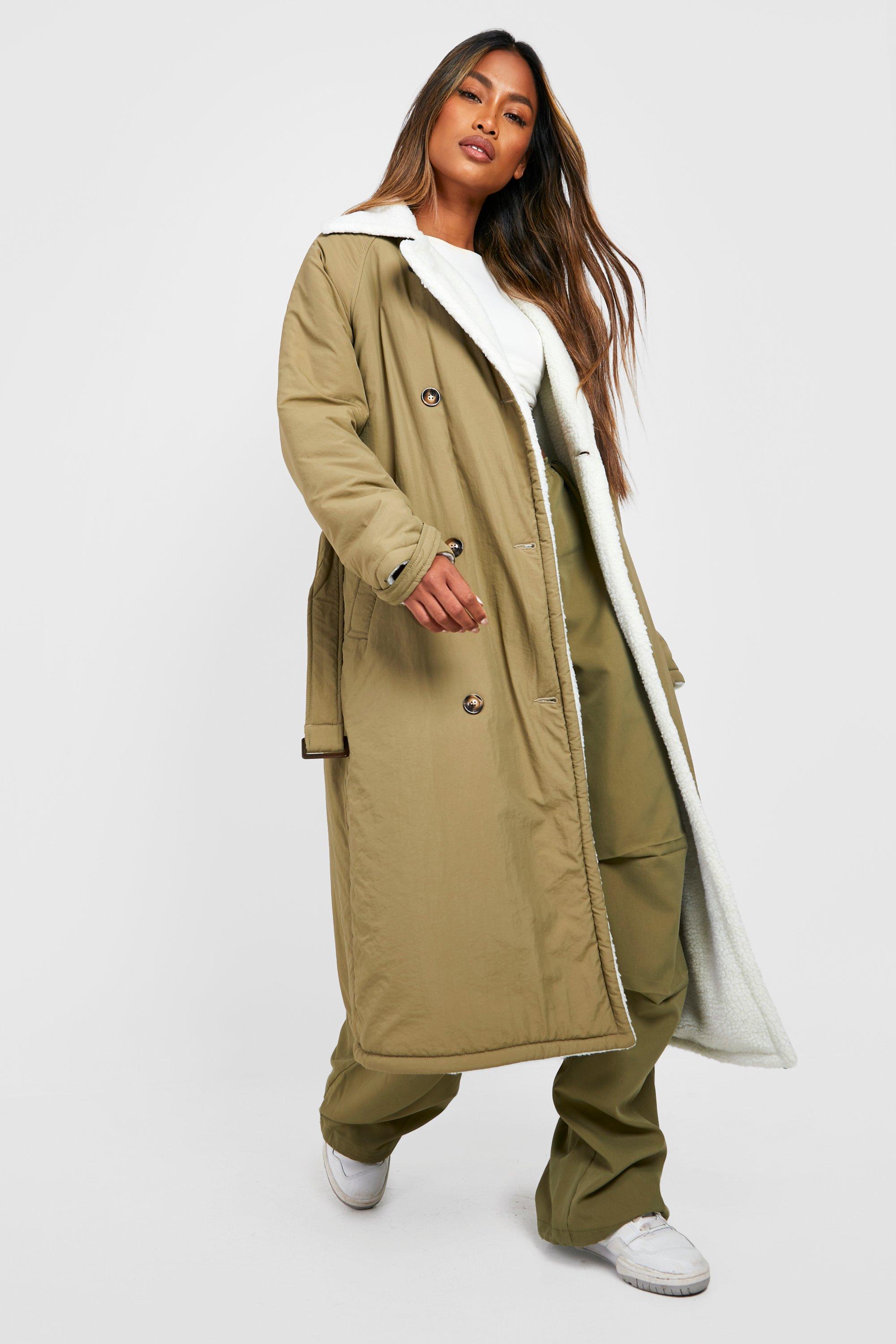 Ladies khaki trench coat best sale