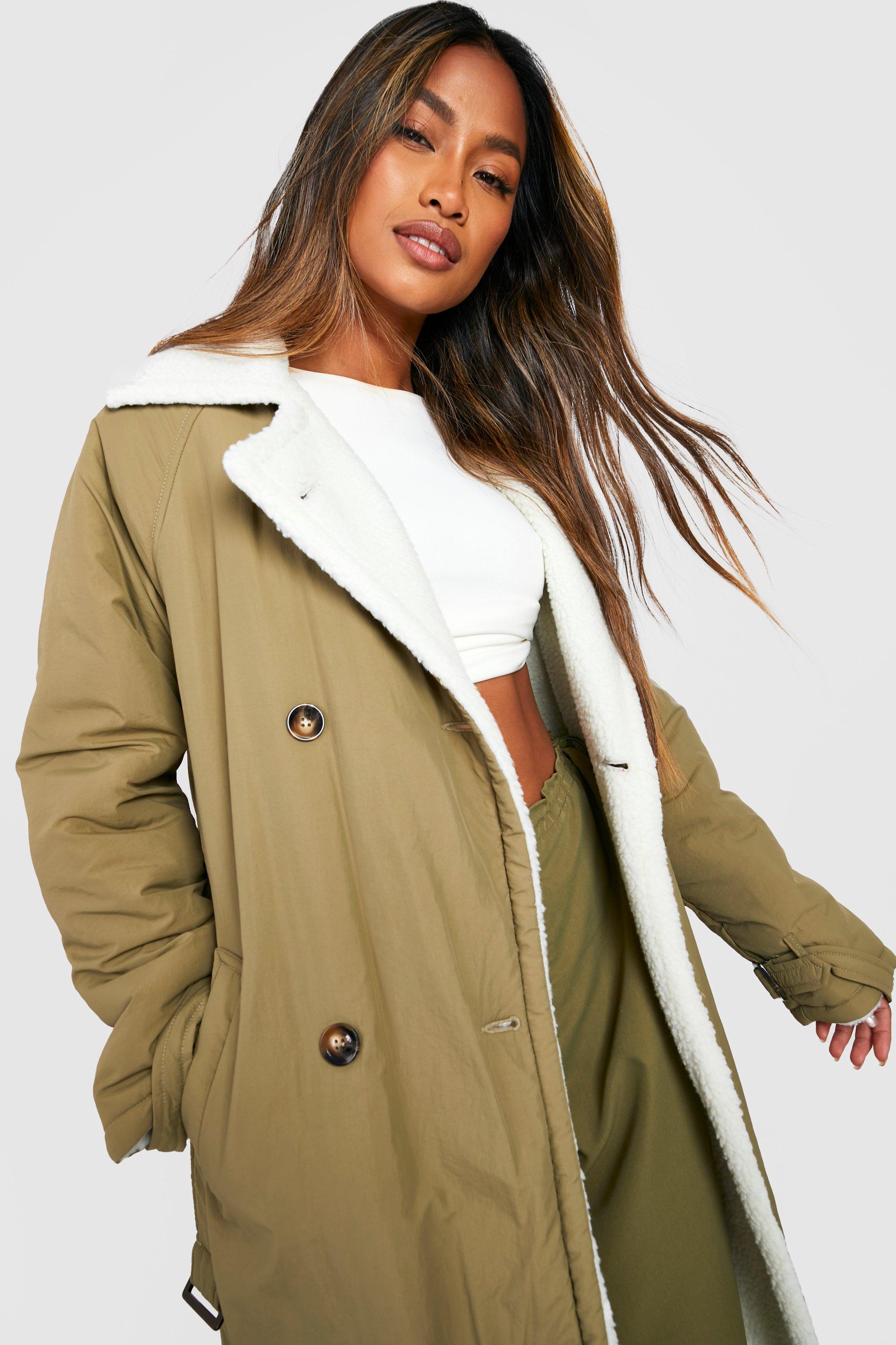 Borg Lined Padded Trench Coat