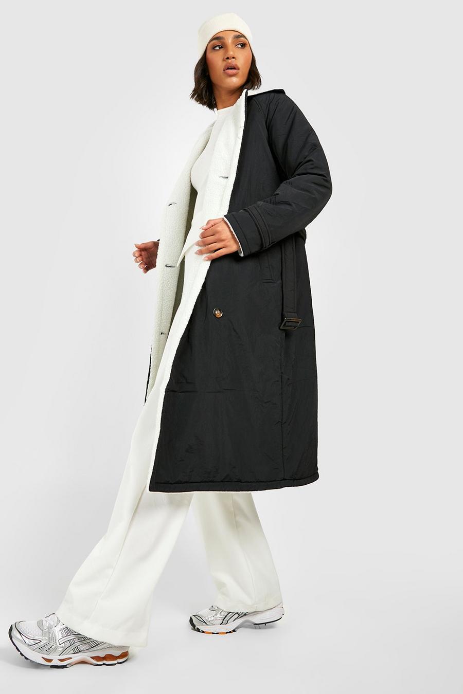 Black Borg Lined Padded Trench Coat image number 1