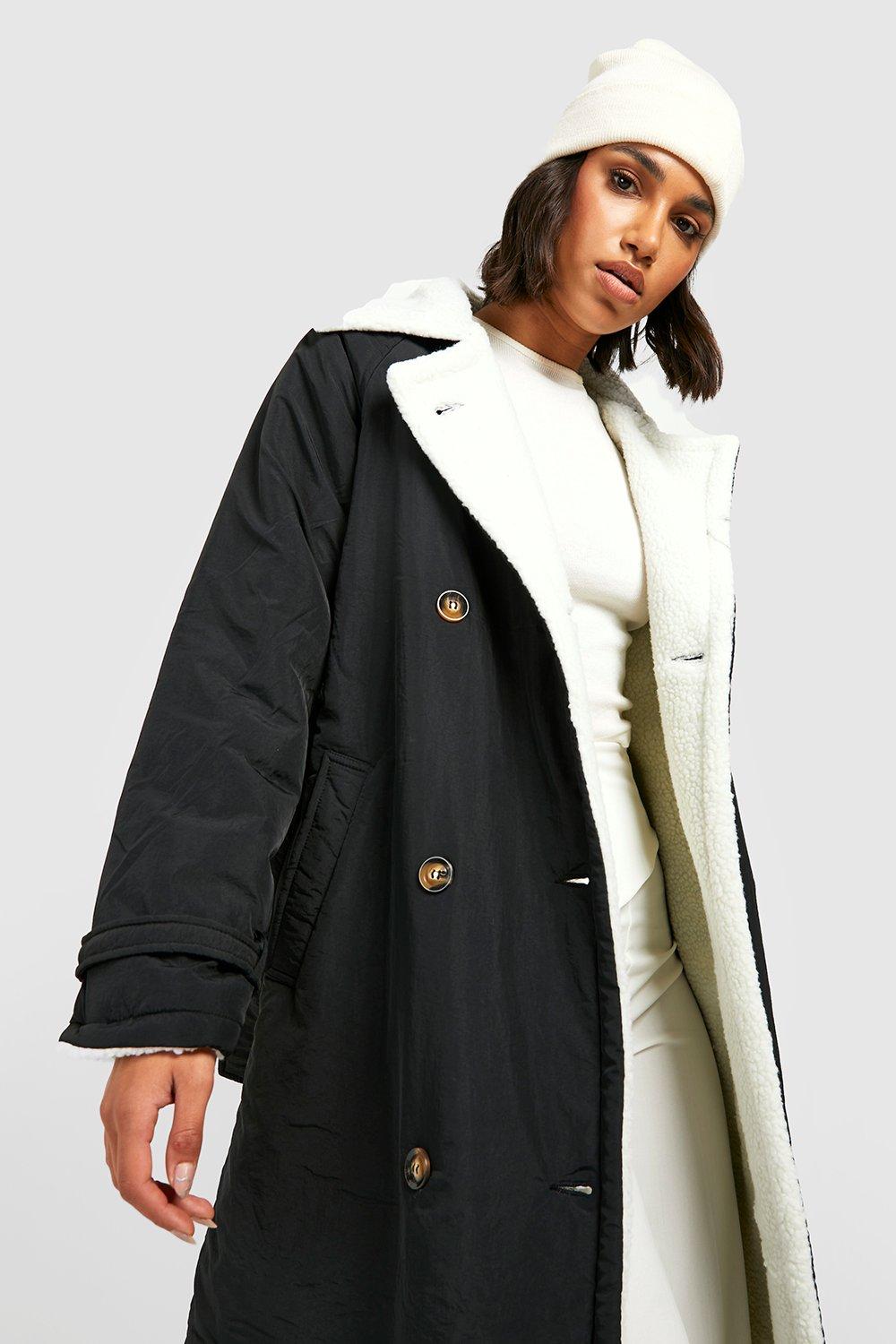 Long black hotsell trench coat ladies