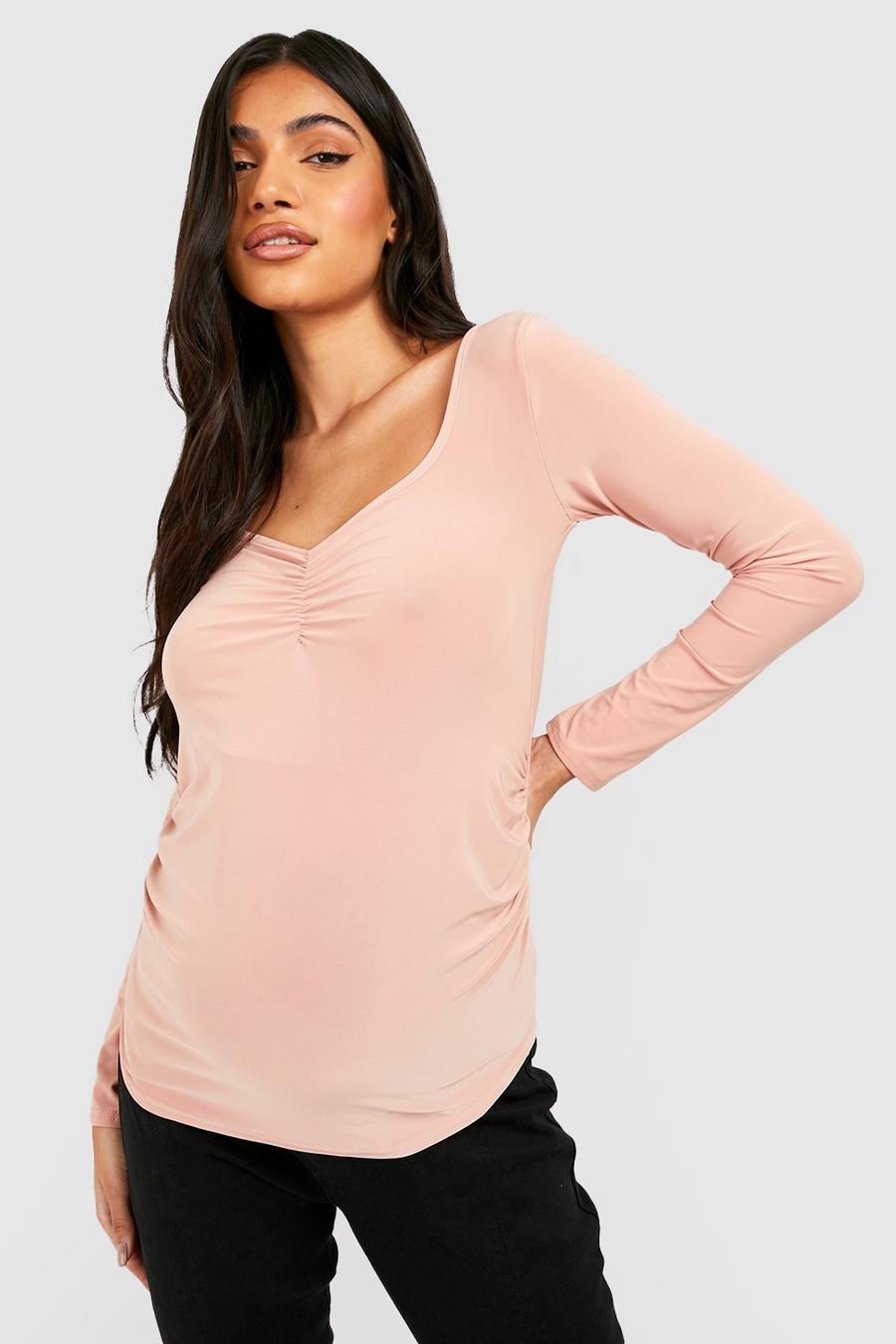 Rose Maternity Slinky Sweetheart Neck Top  image number 1
