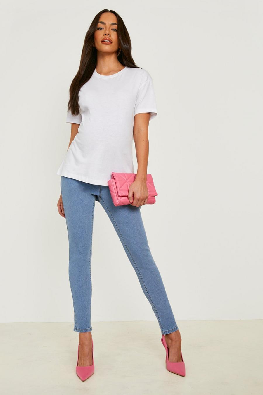 Light blue Maternity Over The Bump Skinny Jeans image number 1