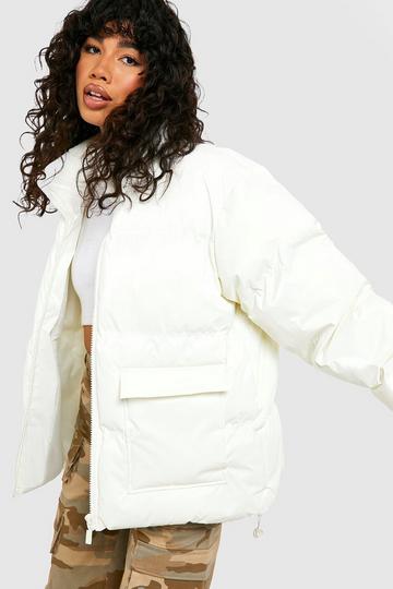 High Shine Oversized Puffer Jacket white