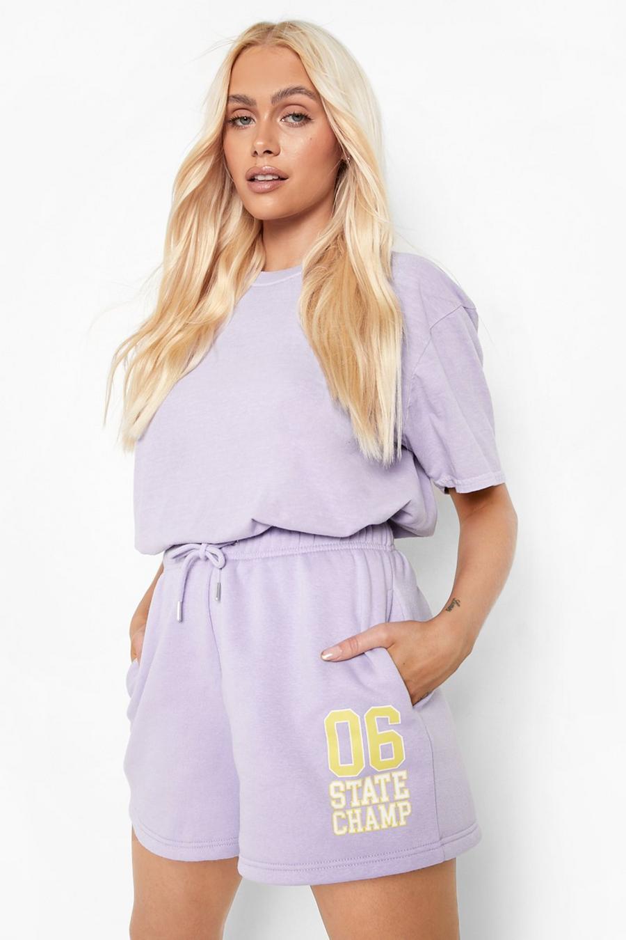 Lilac Overdyed Oversized Short Sleeve T Shirt image number 1