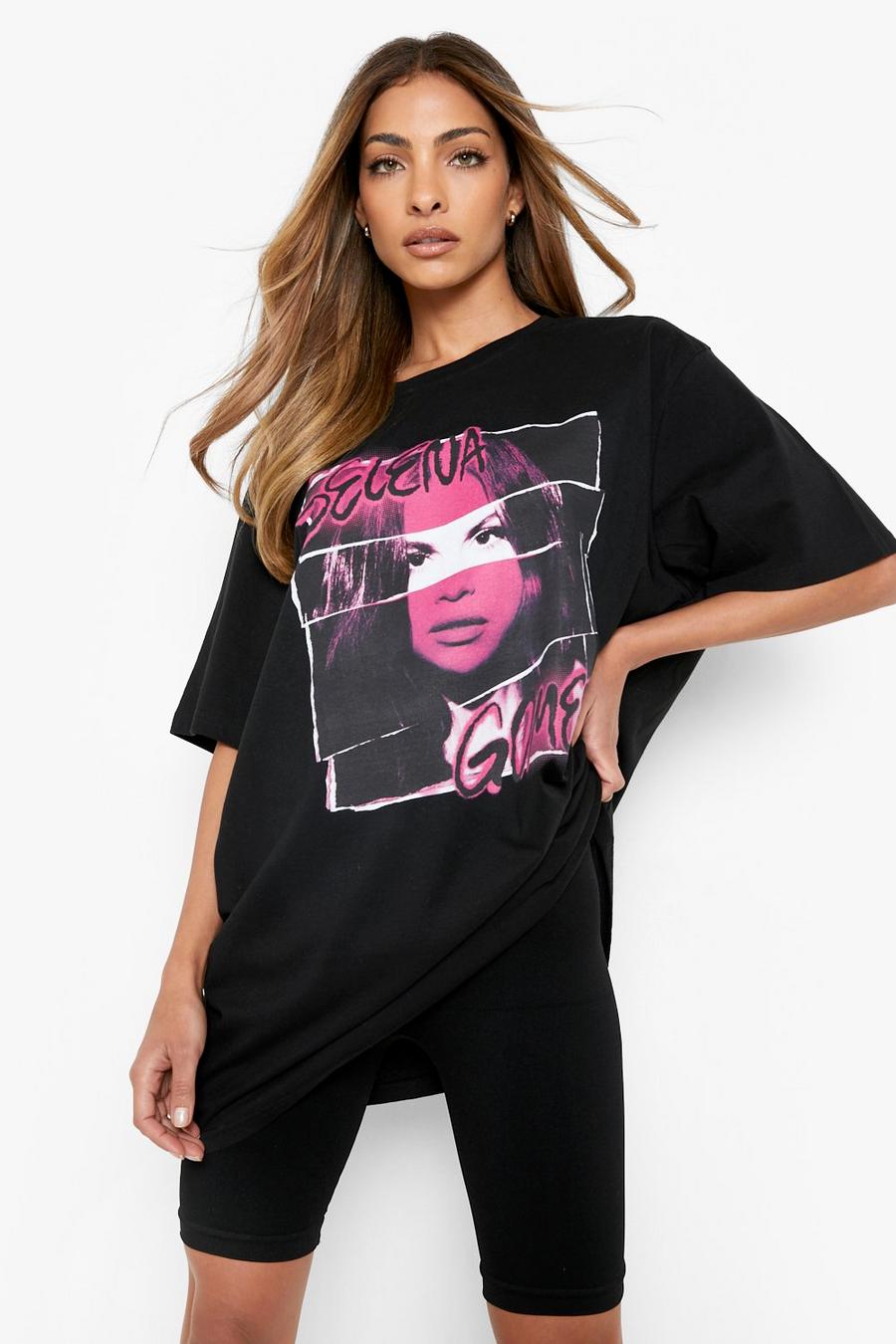 Black Selena Gomez Oversized Band T-Shirt