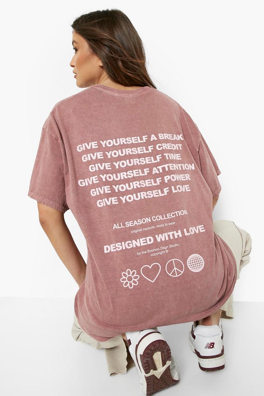 Rose Oversize t-shirt med tryck på ryggen image number 1
