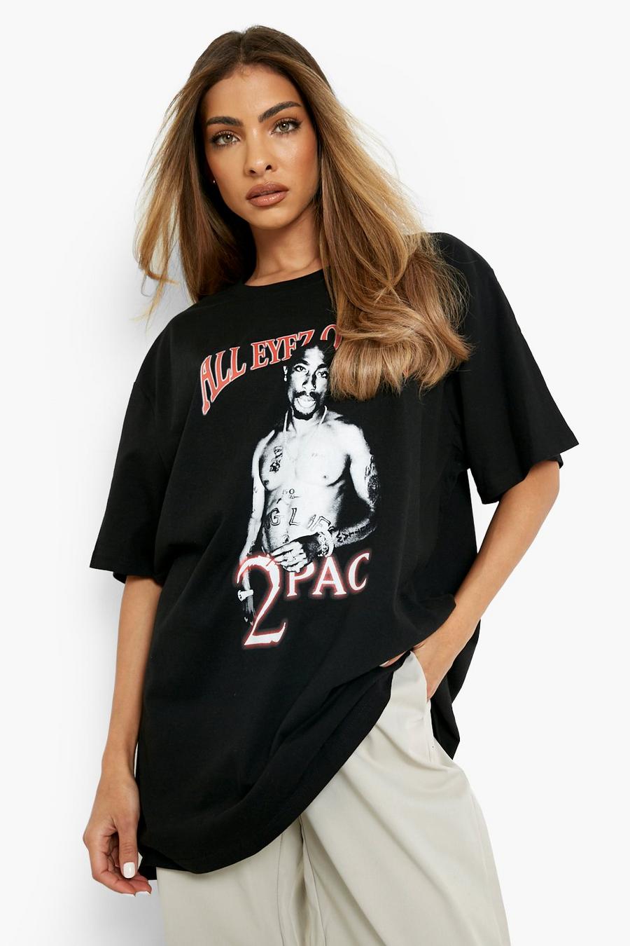 Black Oversized Gelicenseerd 2Pac T-Shirt  image number 1