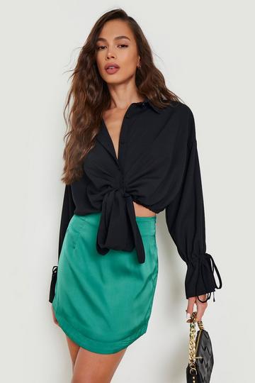 Oversized Tie Front Shirt black