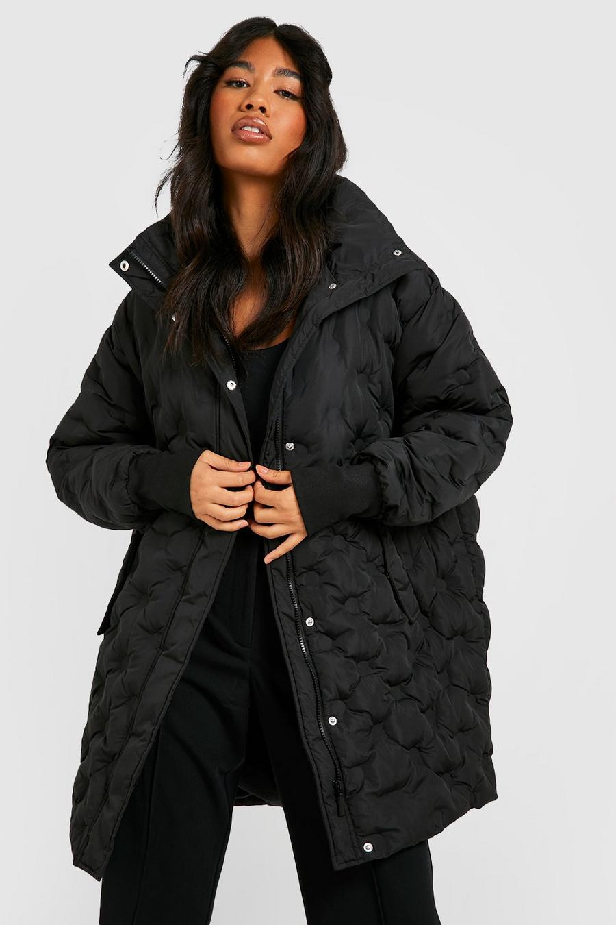 Black Circle Quilted Cocoon Puffer