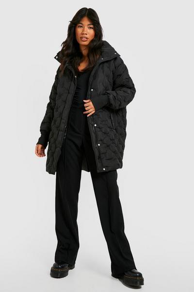 boohoo black Circle Quilted Cocoon Puffer