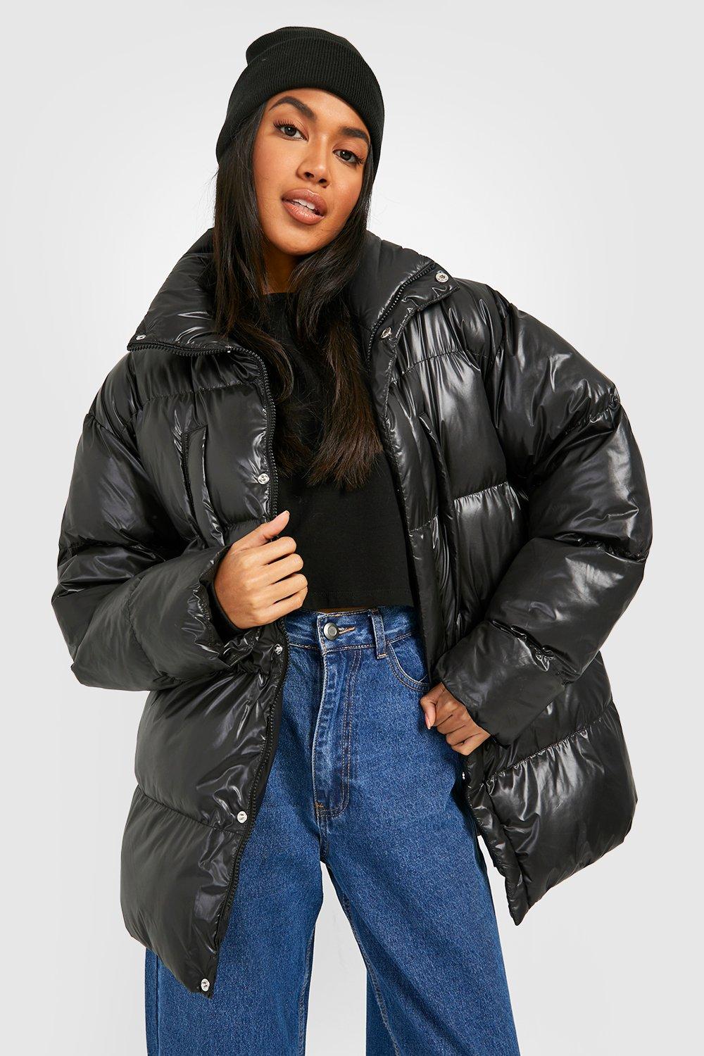 Ivy park vinyl hotsell padded coat in black