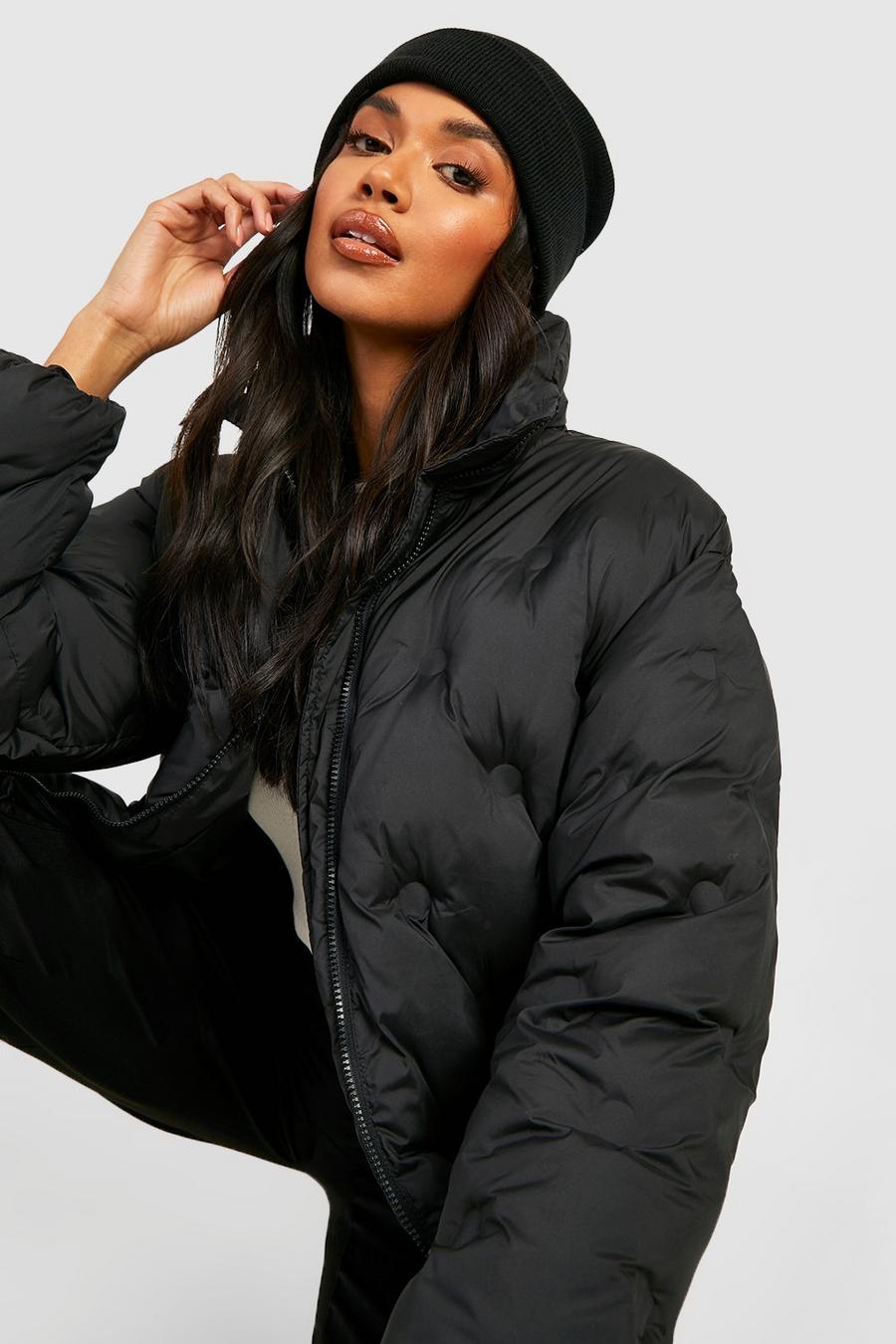 Black Circle Quilted Puffer Coat image number 1