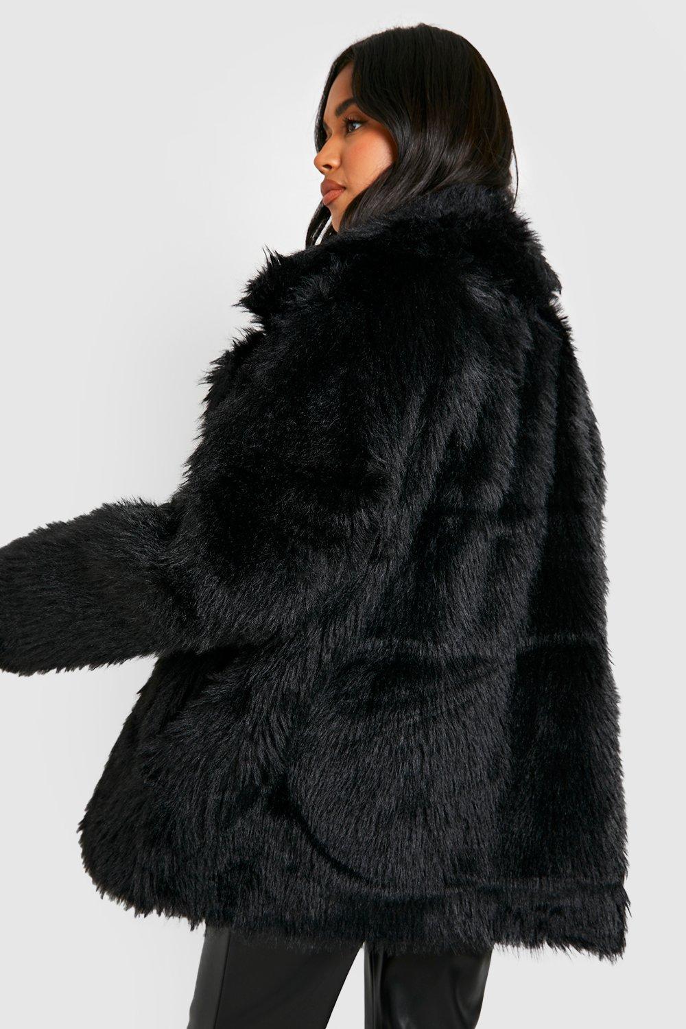 Select black cheap fur coat