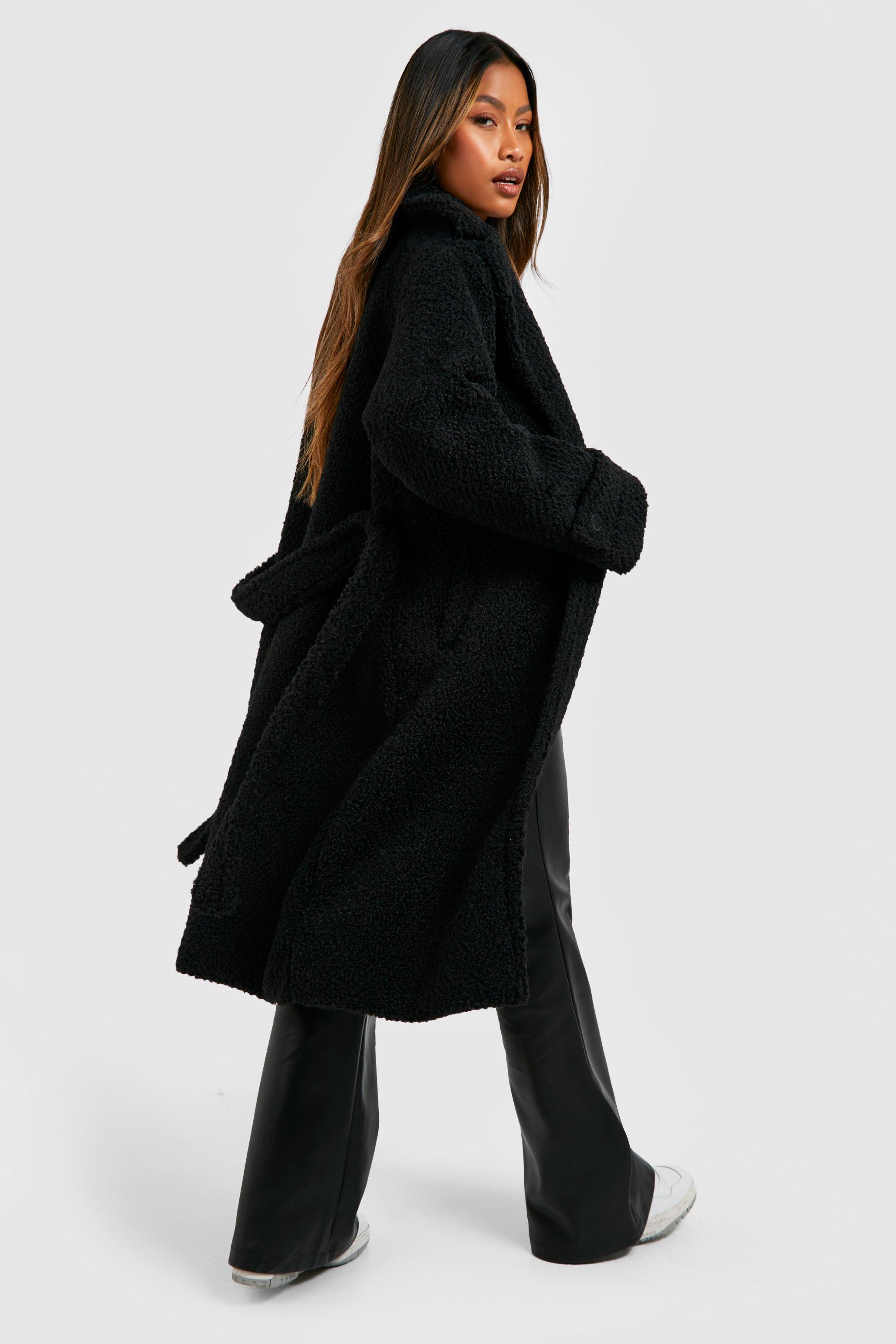 Boohoo black outlet teddy coat