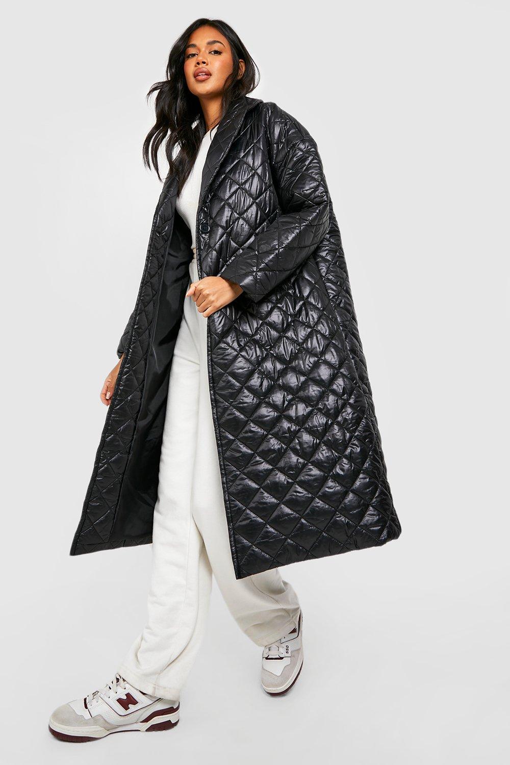 Diamond Quilt Longline Puffer Jacket | Boohoo UK