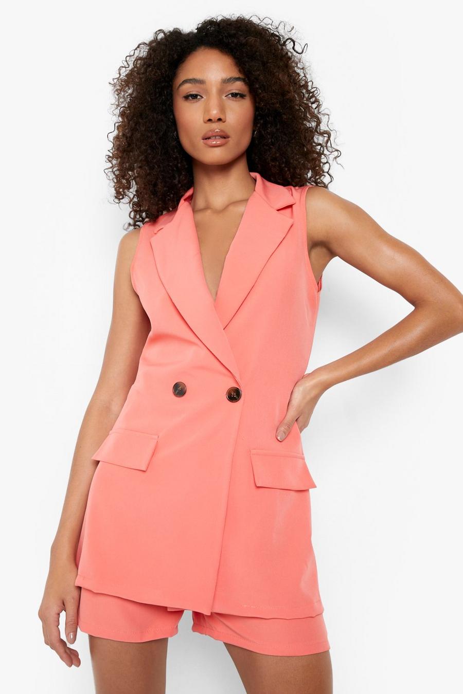 Coral pink Sportswear Sleeveless Blazer