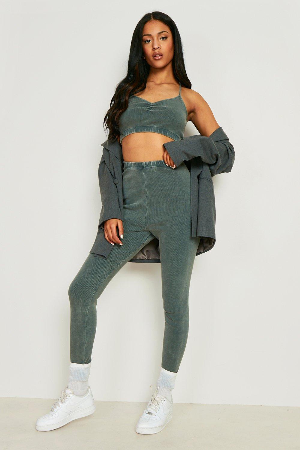 Buy Boohoo Thick Rib Leggings And Oversized Sweatshirt Set In Grey