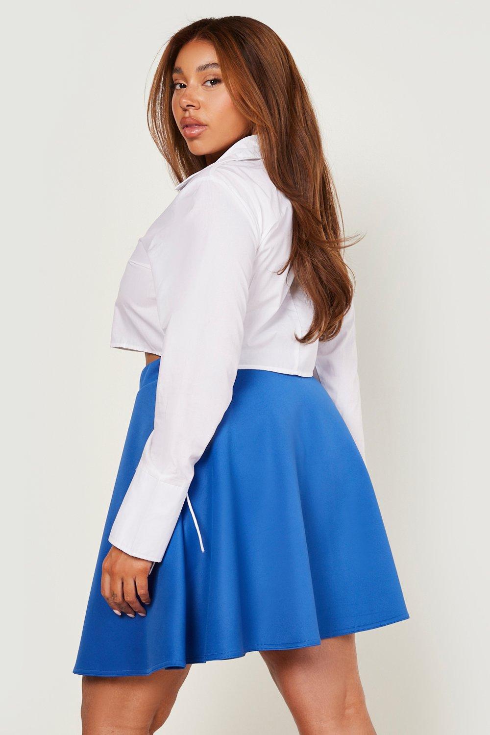 Plus Basic Micro Fit And Flare Skater Skirt