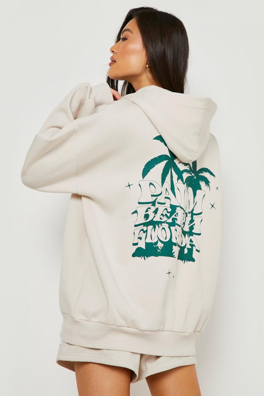 Stone Palm Beach Back Print Oversized Hoodie image number 1