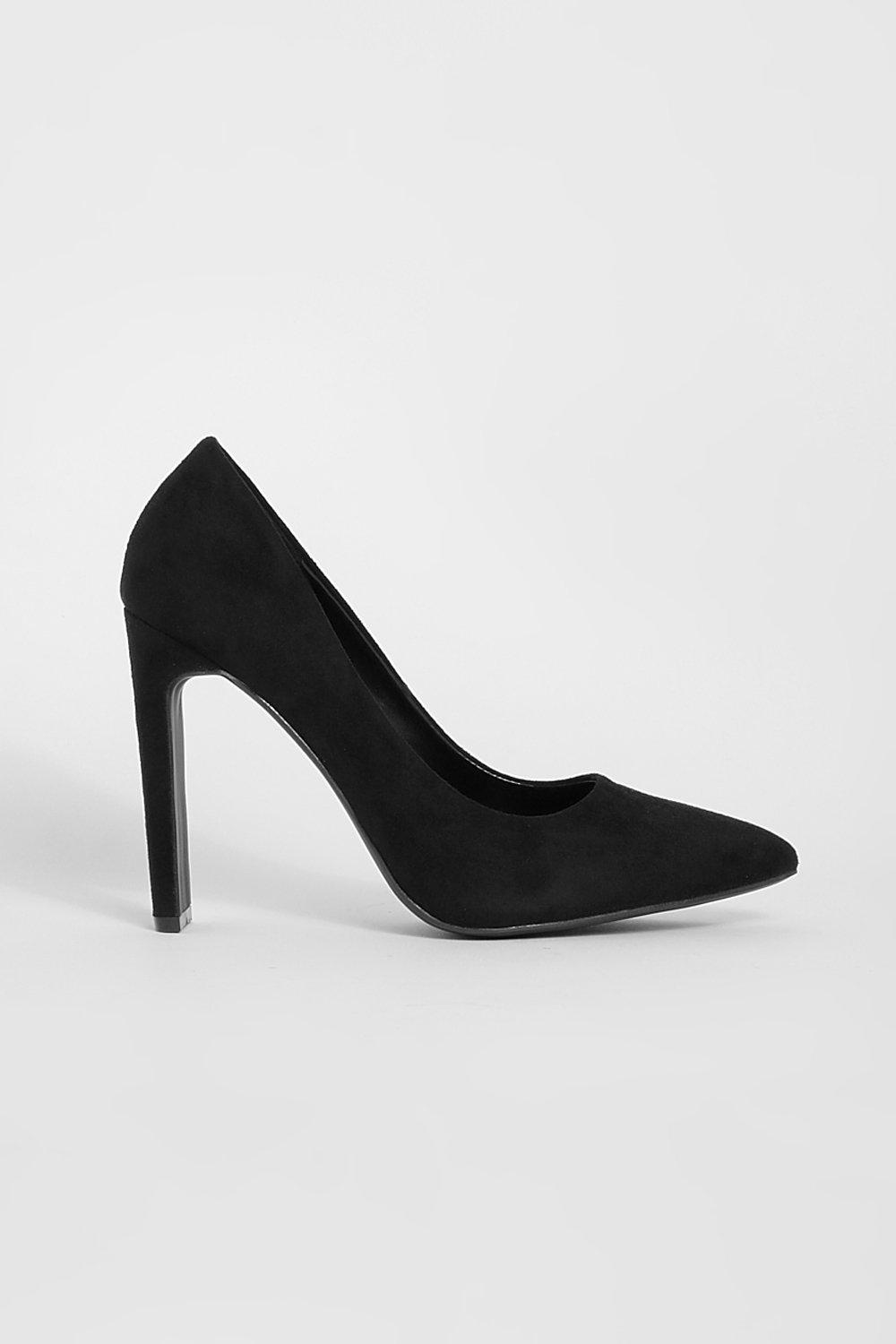 Wide fit black hotsell suede court shoes