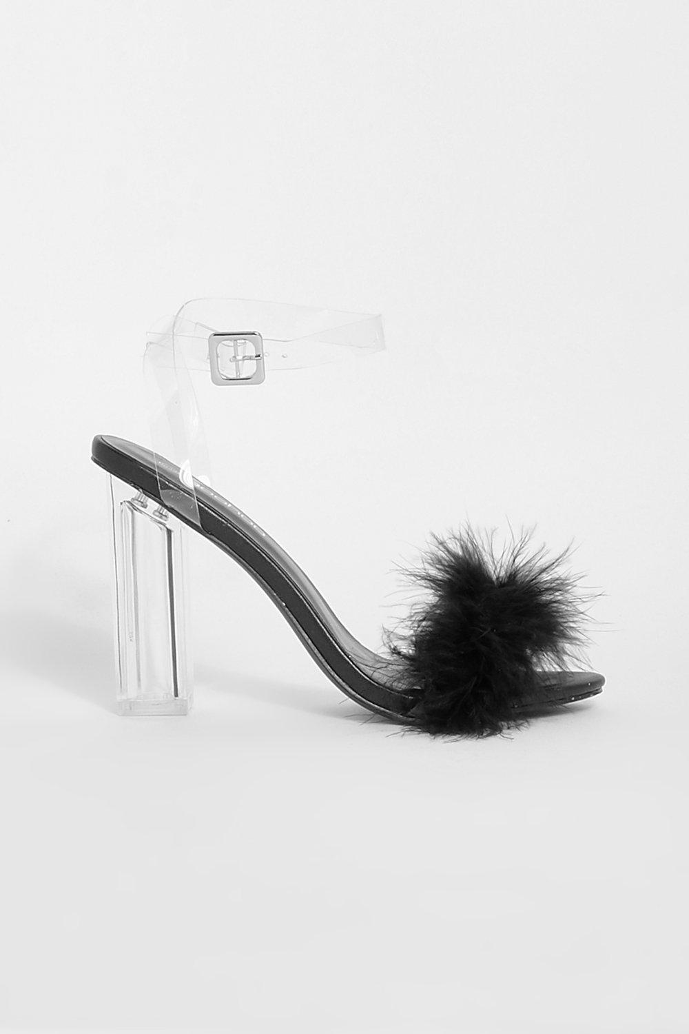 Shops feather trim heels