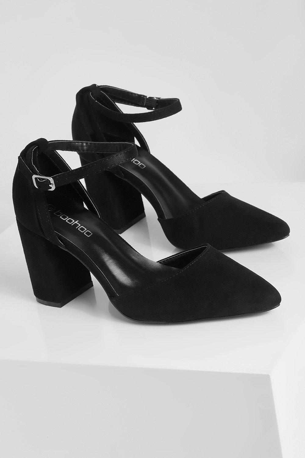 Wide fit block heel court shoes hot sale