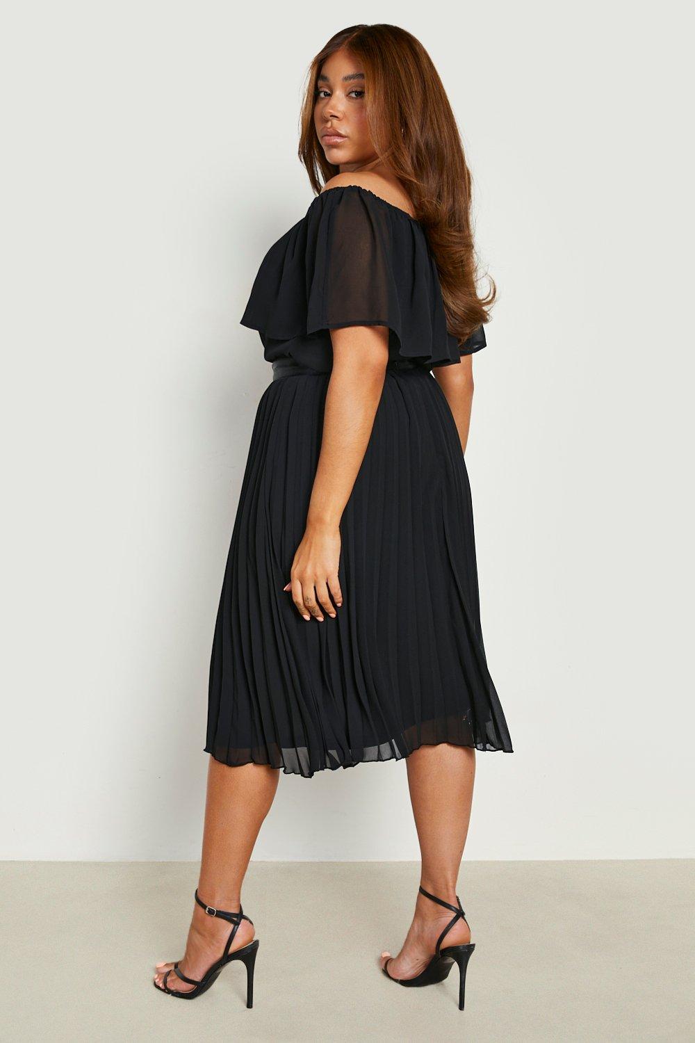 Plus Chiffon Pleated Mix And Match Midi Skirt