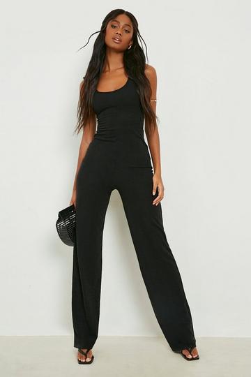 Basic Jumpsuit Met Bandjes En Rechte Pijpen black