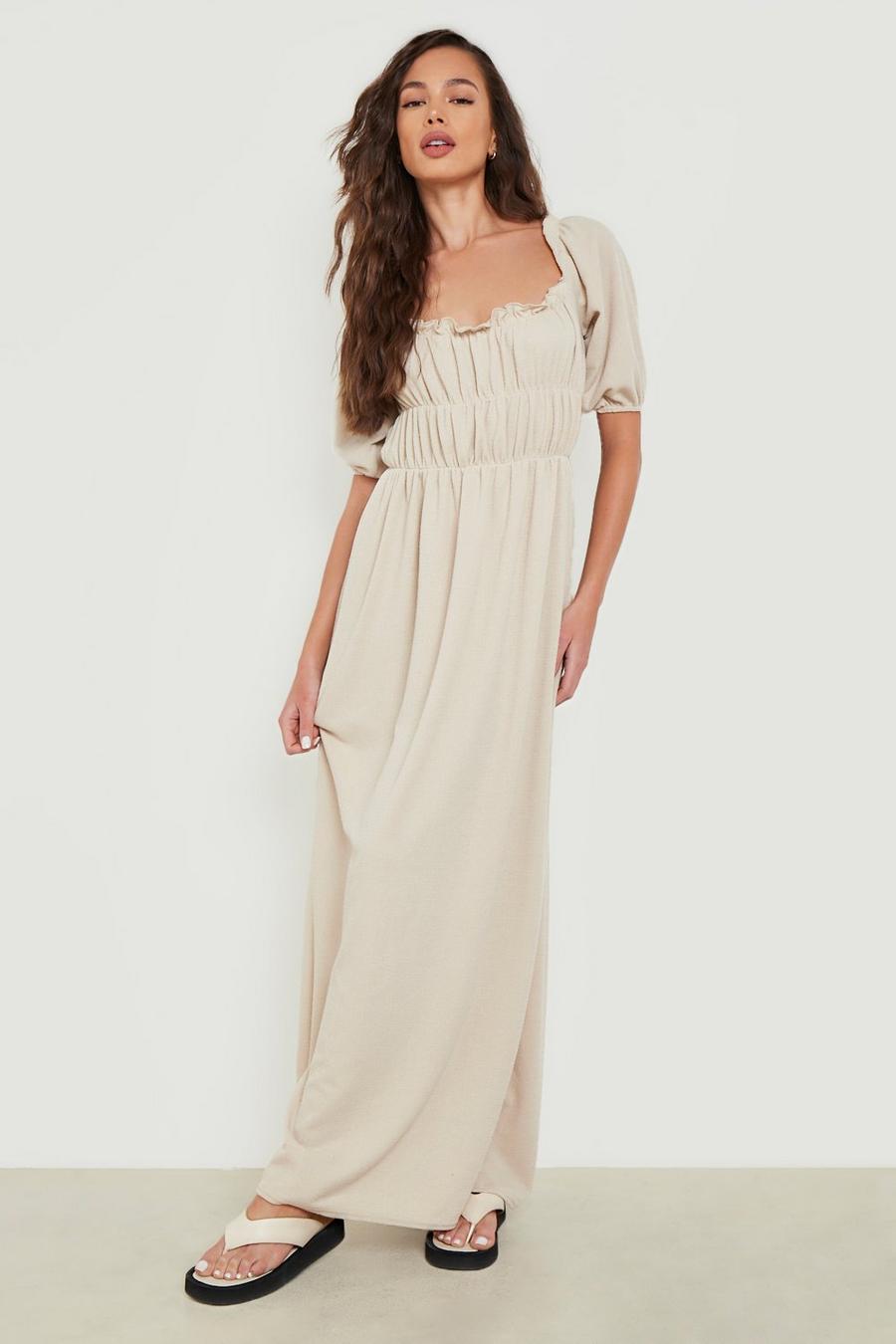 Stone Puff Sleeve Ruched Maxi Dress image number 1