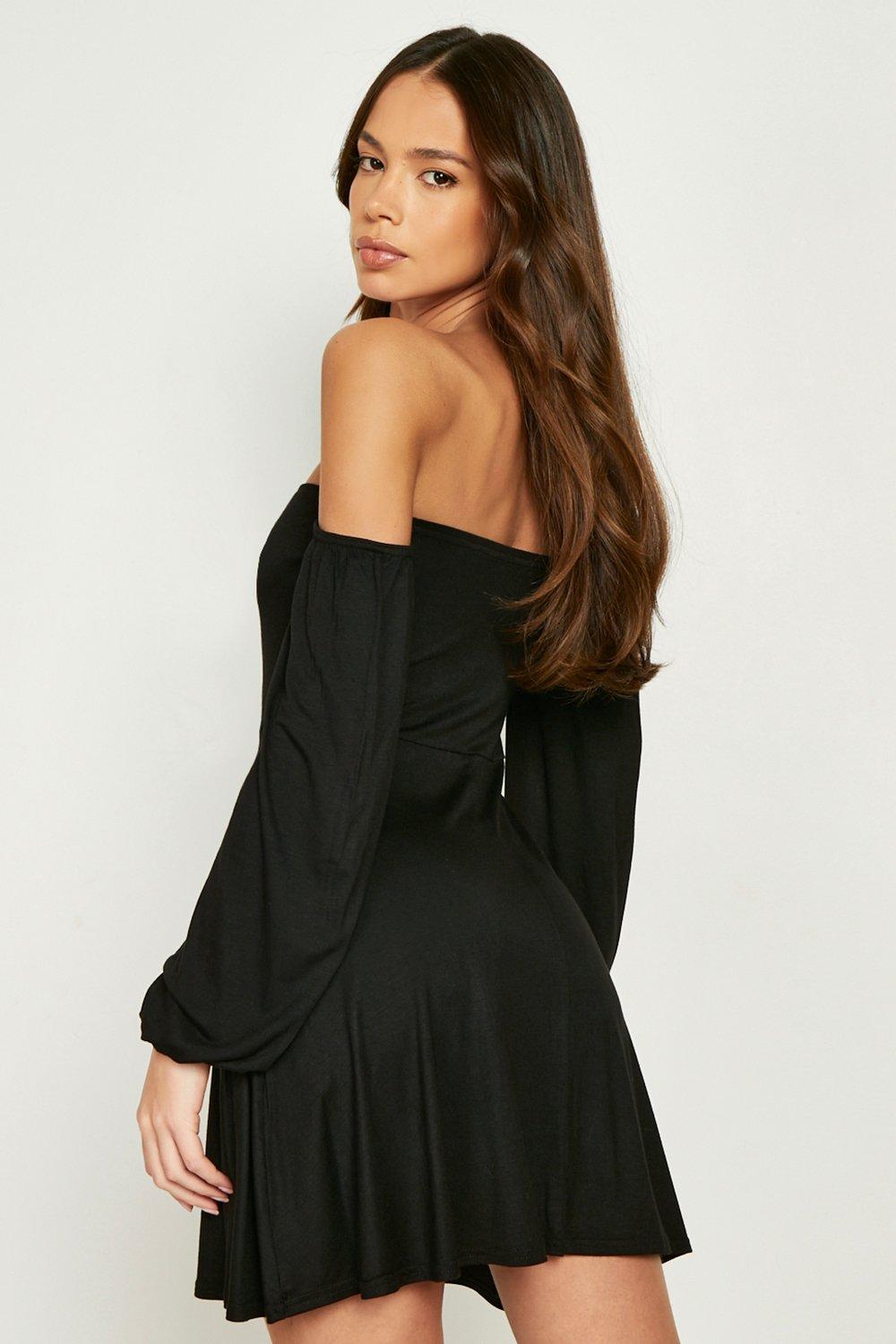 Boohoo bardot sale skater dress