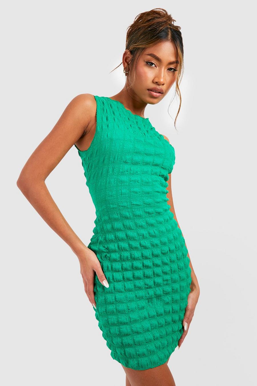 Green Bubble Jersey Knit Sleeveless Mini Dress image number 1