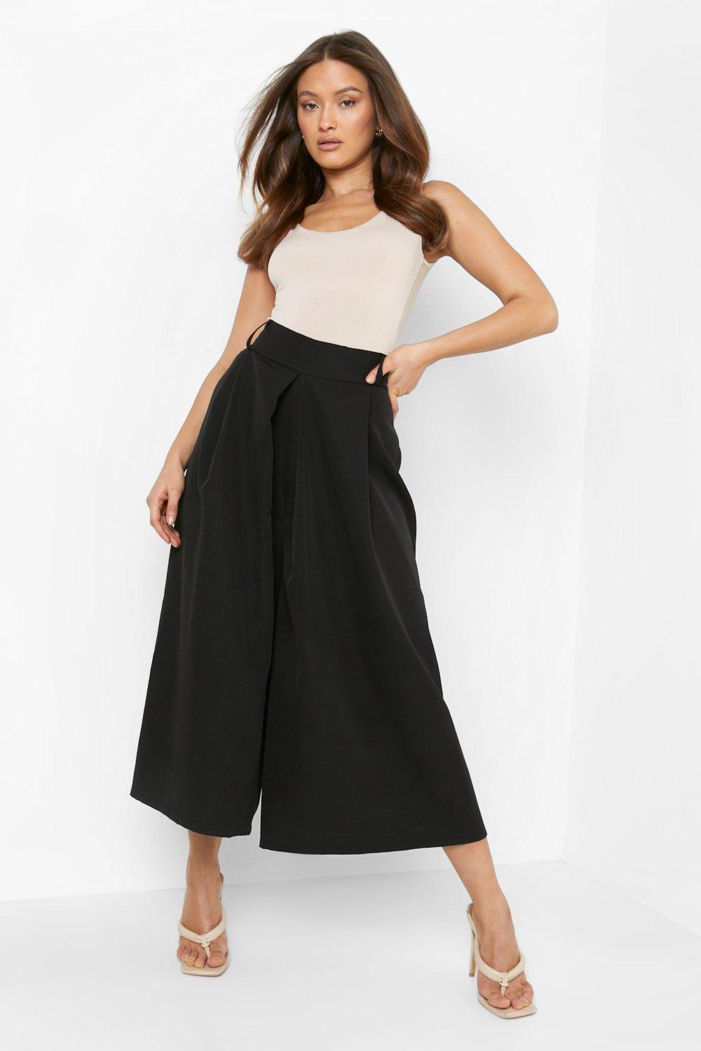 Jupe culotte plissee a ceinture et taille haute boohoo FR