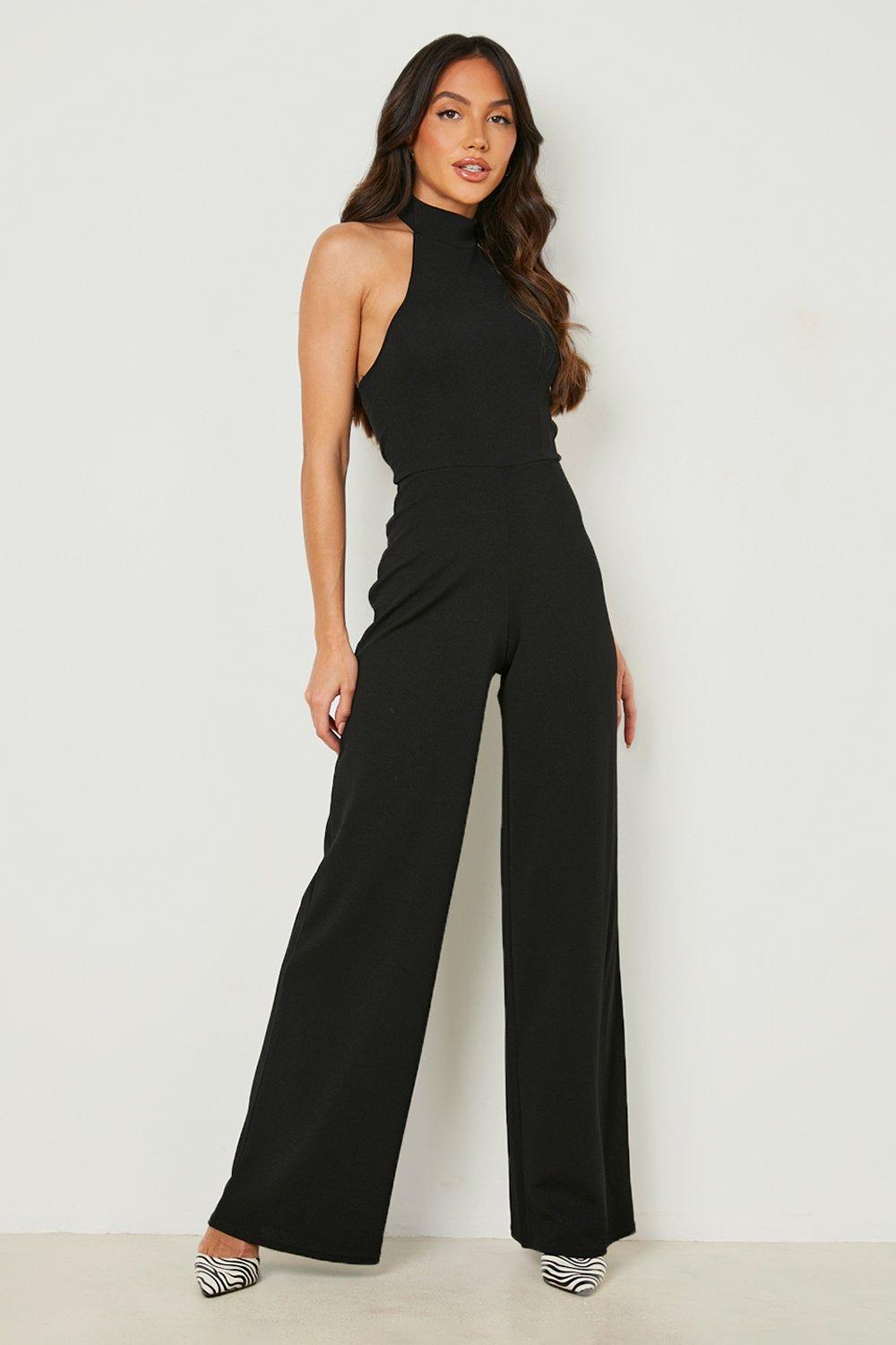 Black halterneck sale jumpsuit uk