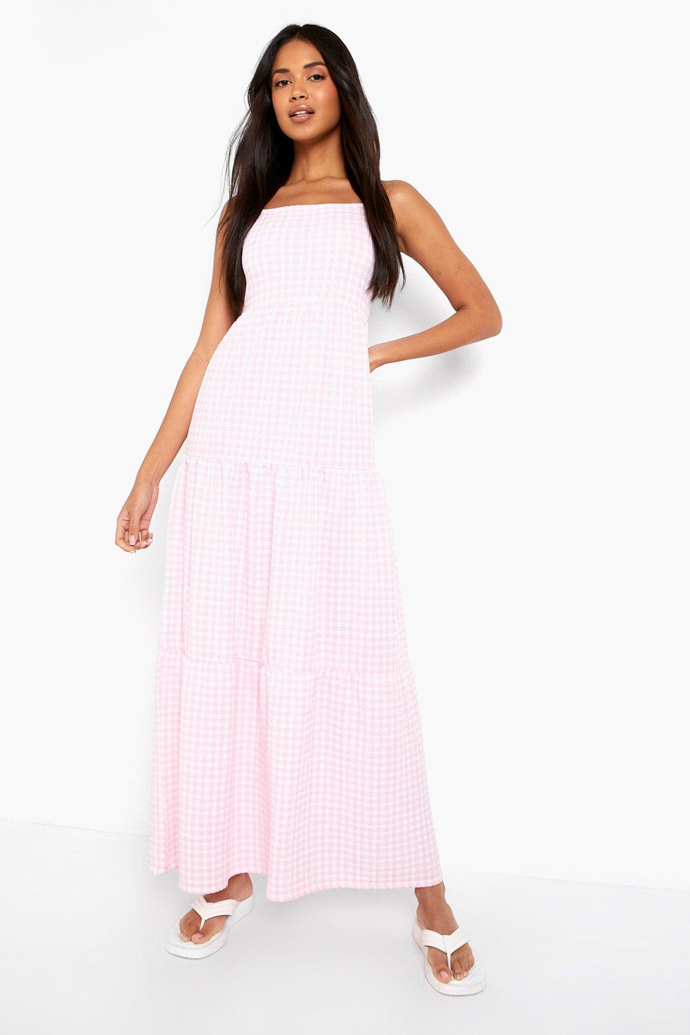 pink gingham maxi