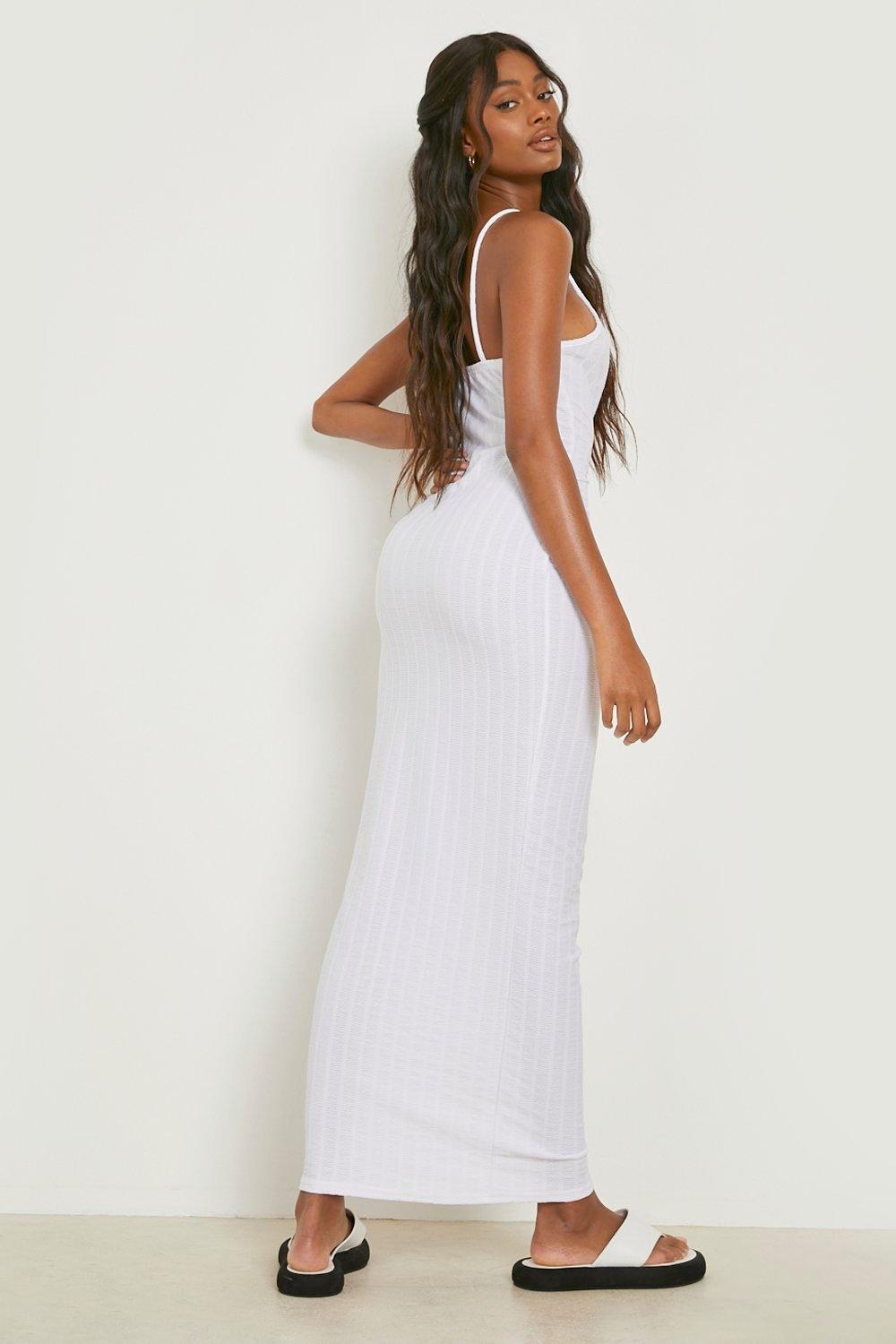 White ribbed maxi store dress