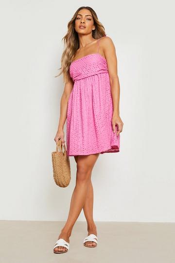 Eyelet Strappy Smock Dress purple