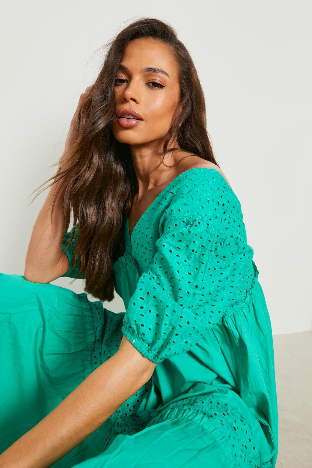 Boohoo green maxi dress sale